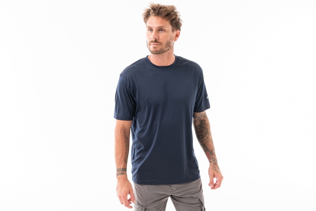 REMERA DRY FIT CUELLO BASE - Azul