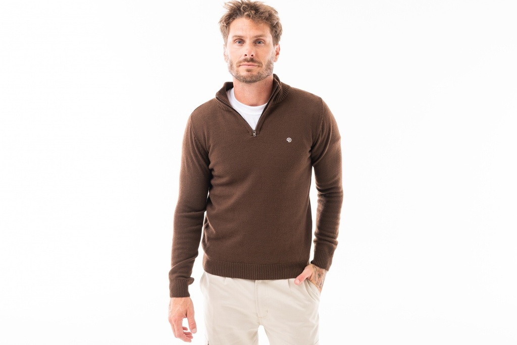 SUETER MEDIO CIERRE LANA - Marrón